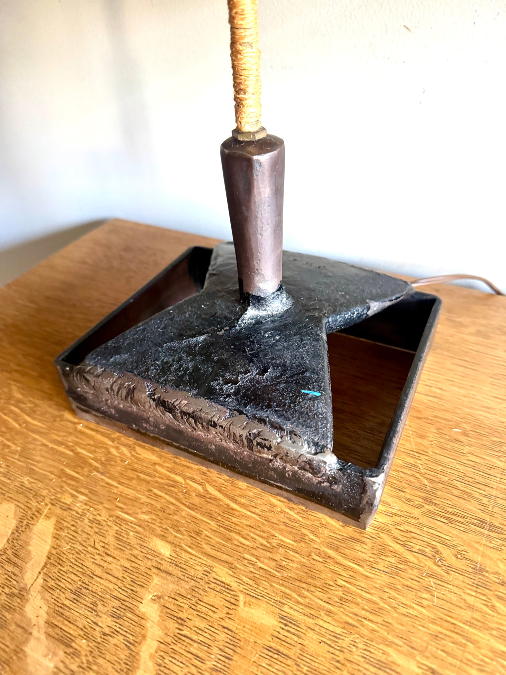 Vtg Steel Brutalist Table Lamp | Unique Steel Lamp