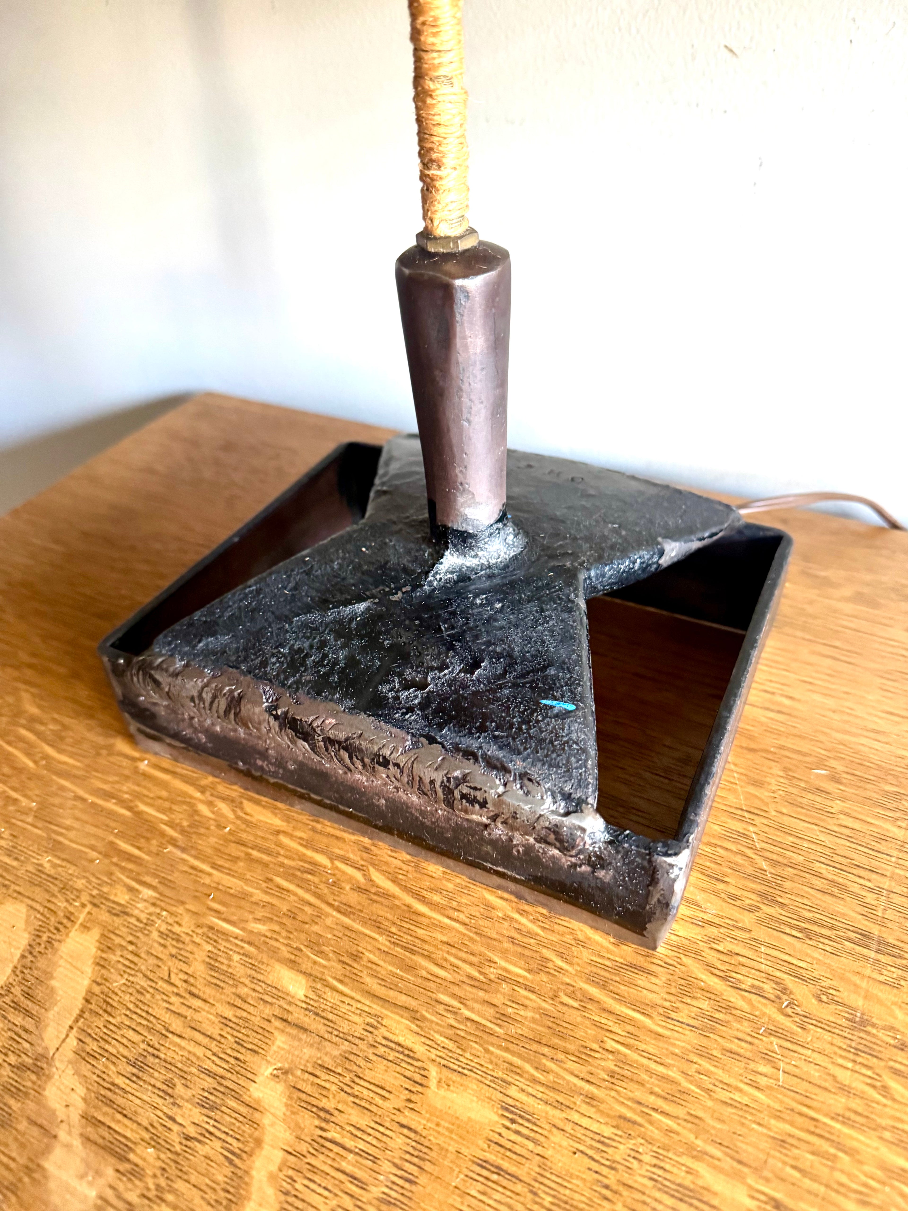 Vtg Steel Brutalist Table Lamp | Unique Steel Lamp