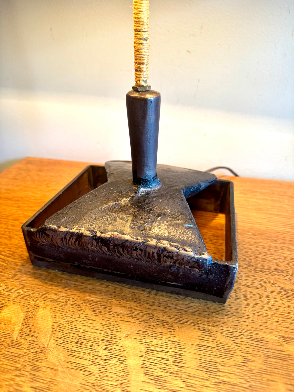 Vtg Steel Brutalist Table Lamp | Unique Steel Lamp