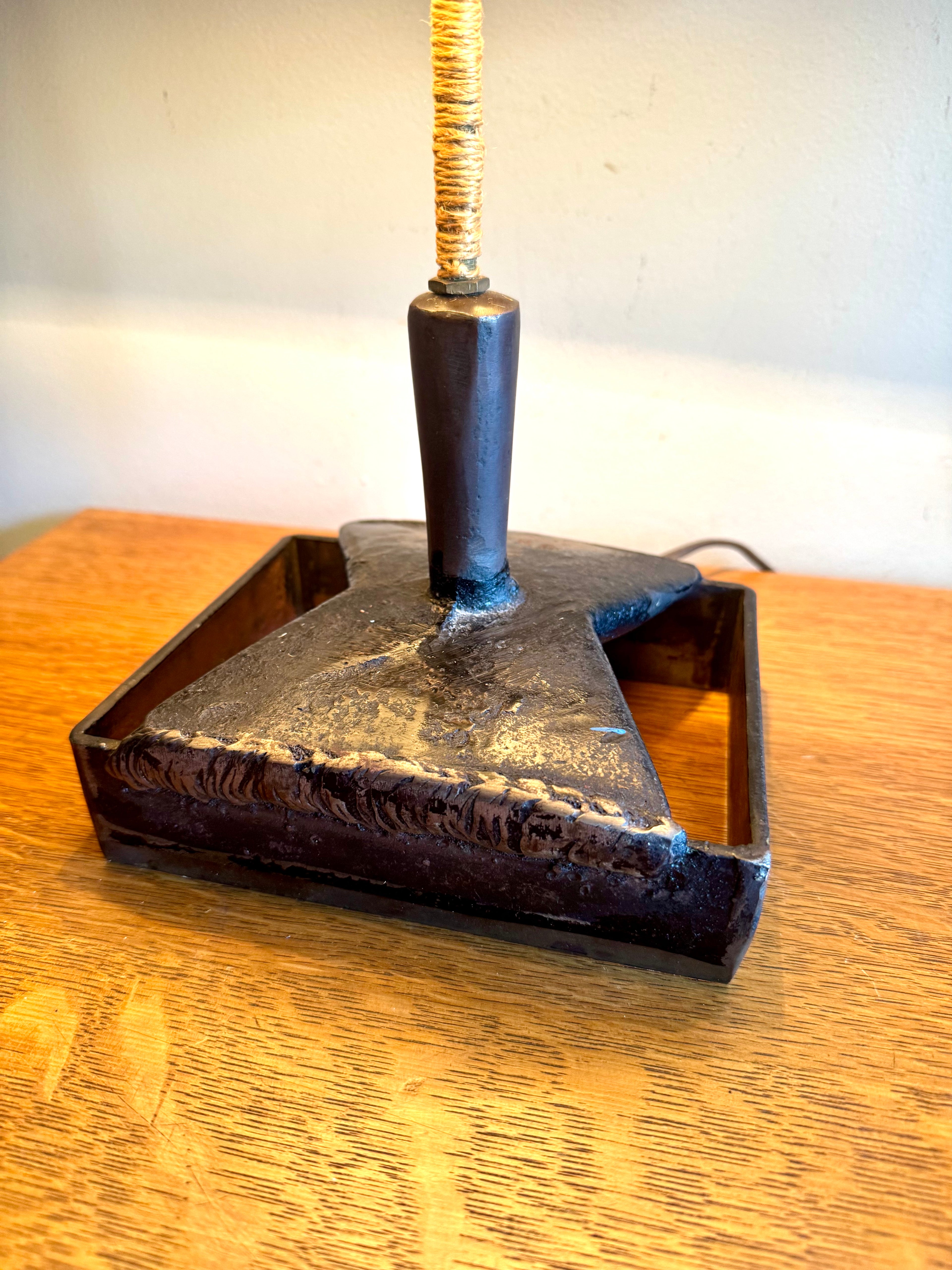 Vtg Steel Brutalist Table Lamp | Unique Steel Lamp