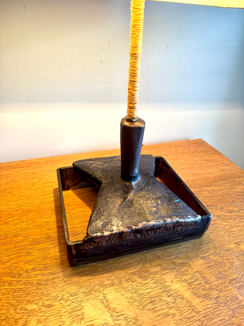 Vtg Steel Brutalist Table Lamp | Unique Steel Lamp