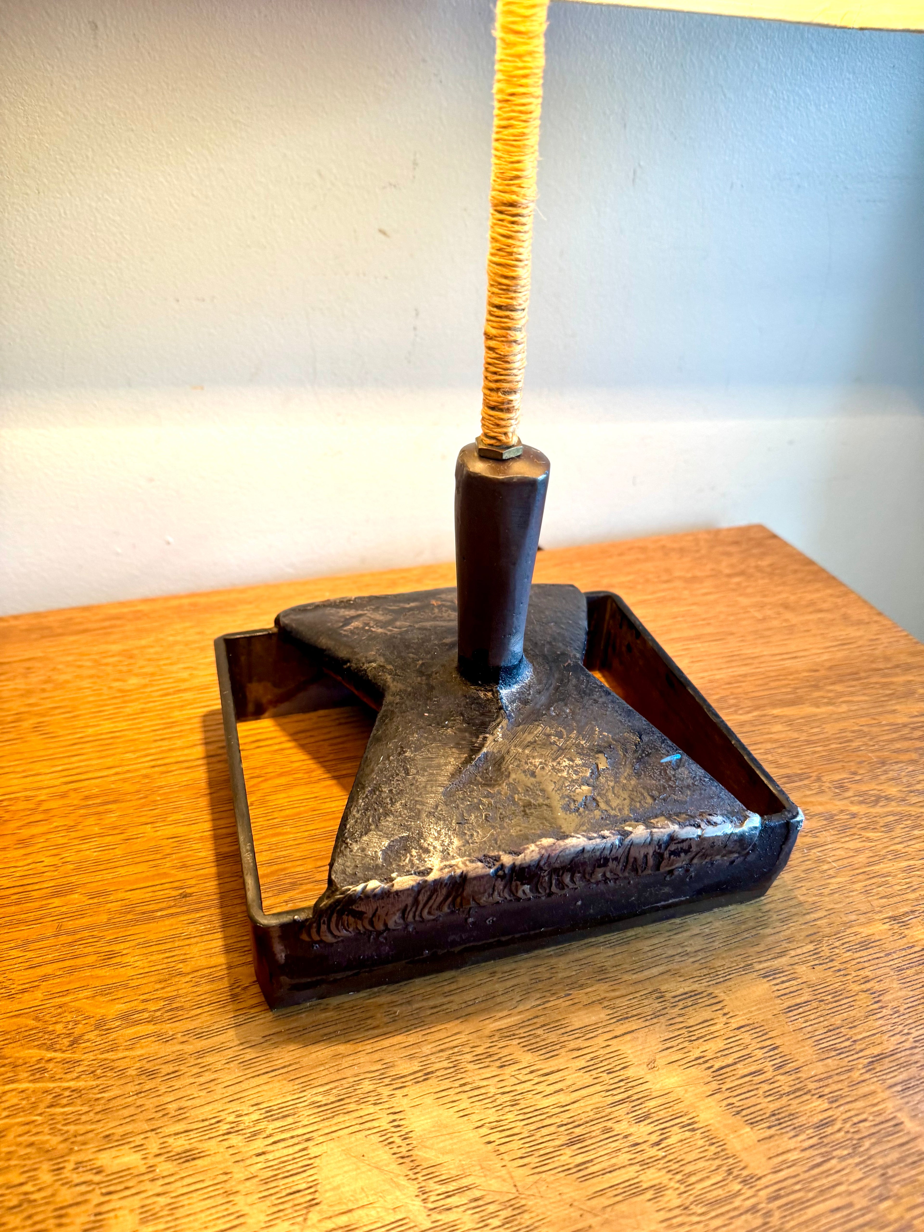 Vtg Steel Brutalist Table Lamp | Unique Steel Lamp