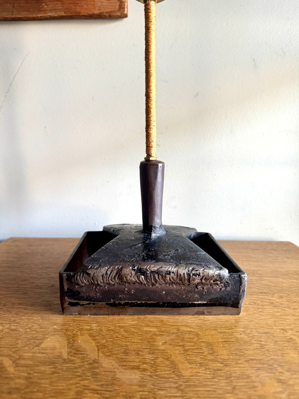 Vtg Steel Brutalist Table Lamp | Unique Steel Lamp