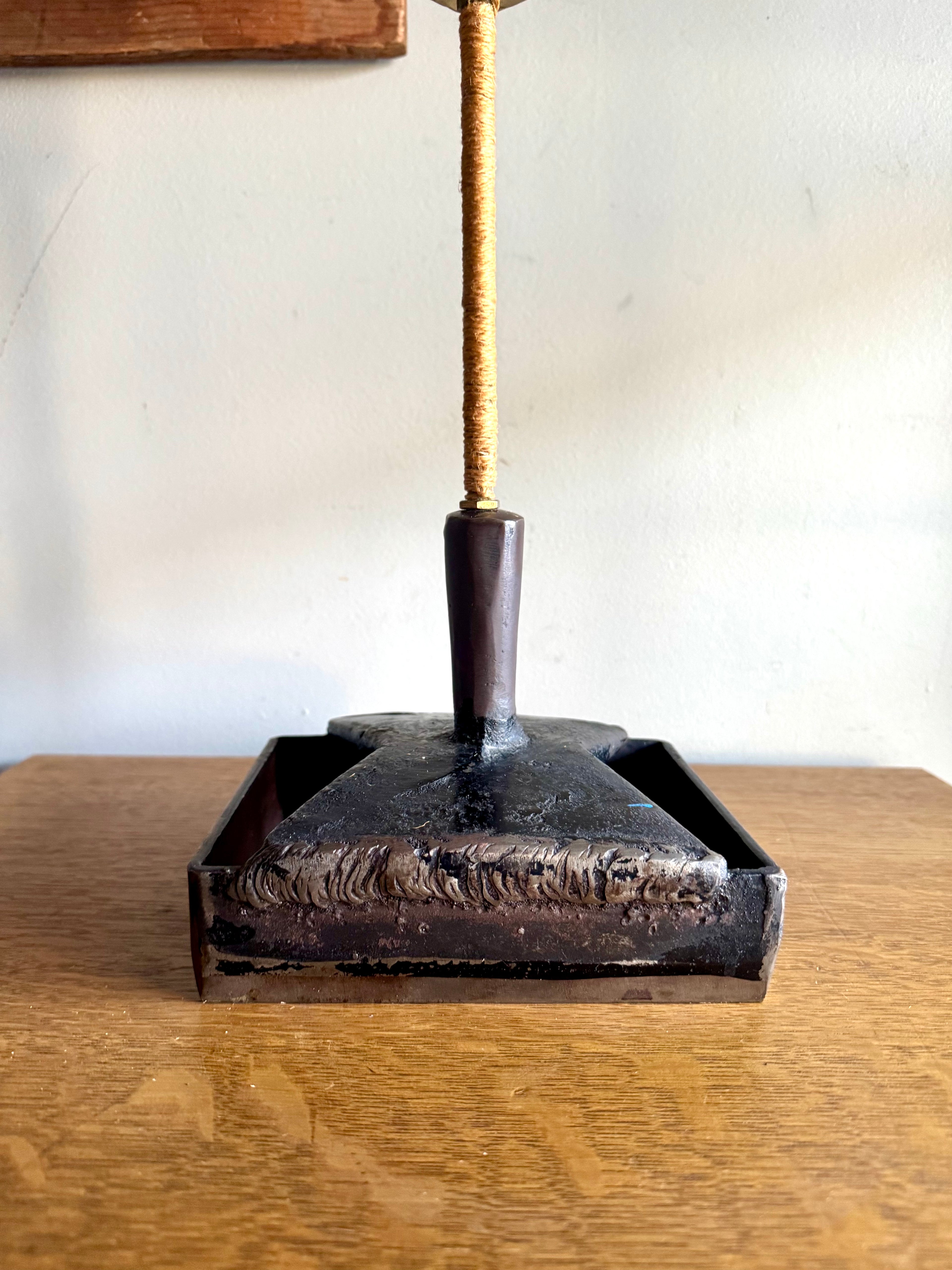 Vtg Steel Brutalist Table Lamp | Unique Steel Lamp