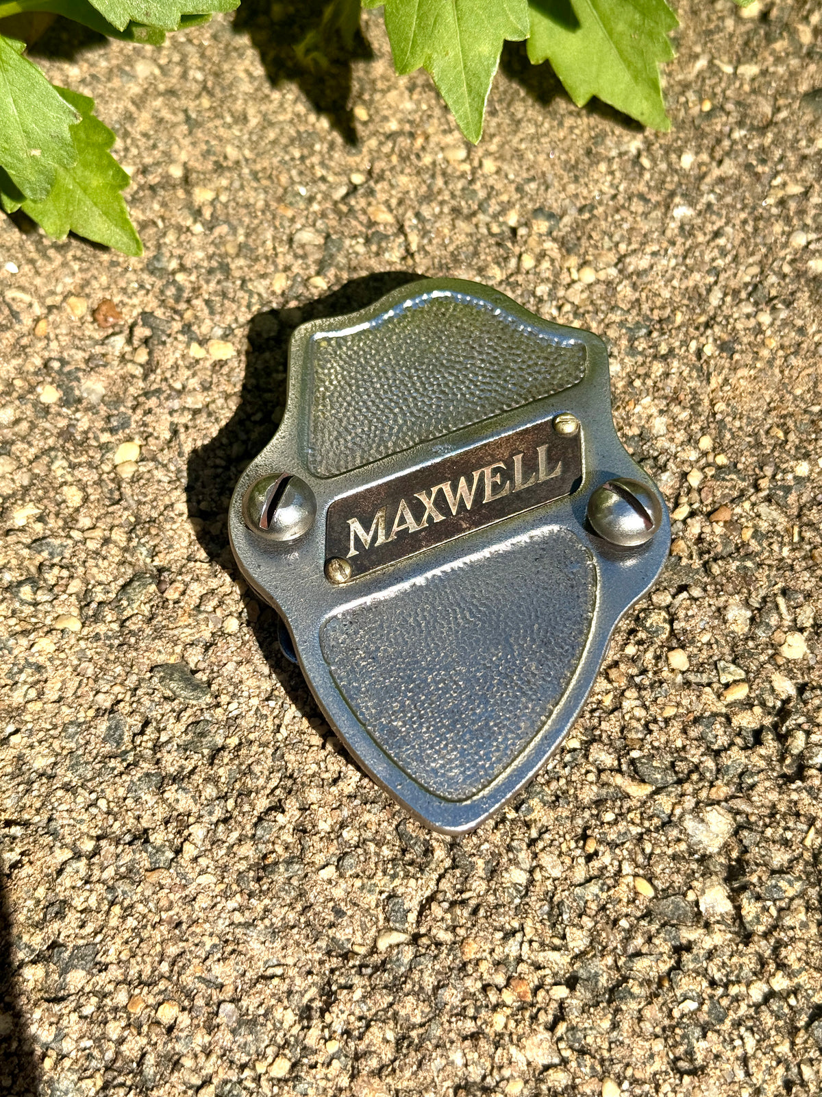 Antique Maxwell Automotive Metal Shield Emblem Badge ~ Maxwell Automotive Radiator Badge