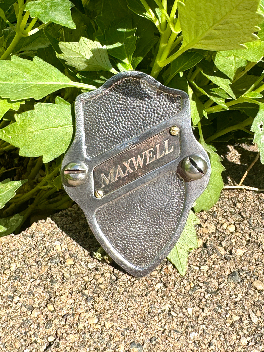 Antique Maxwell Automotive Metal Shield Emblem Badge ~ Maxwell Automotive Radiator Badge