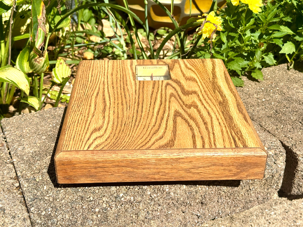 Vtg Mechanical Wooden-Finish Bathroom Scale made by Terraillon in France ~ MCM Bathroom Scale