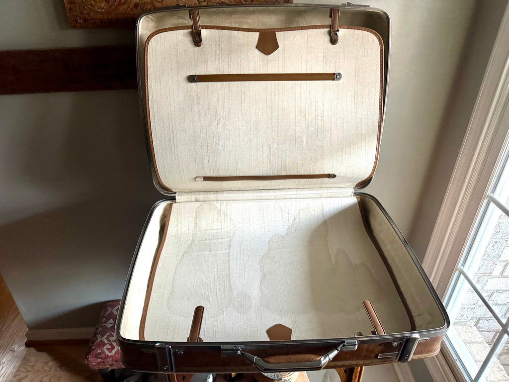 Vtg Pair of Nesting Brown Marble Suitcases | 1970's American Tourister Suitcases
