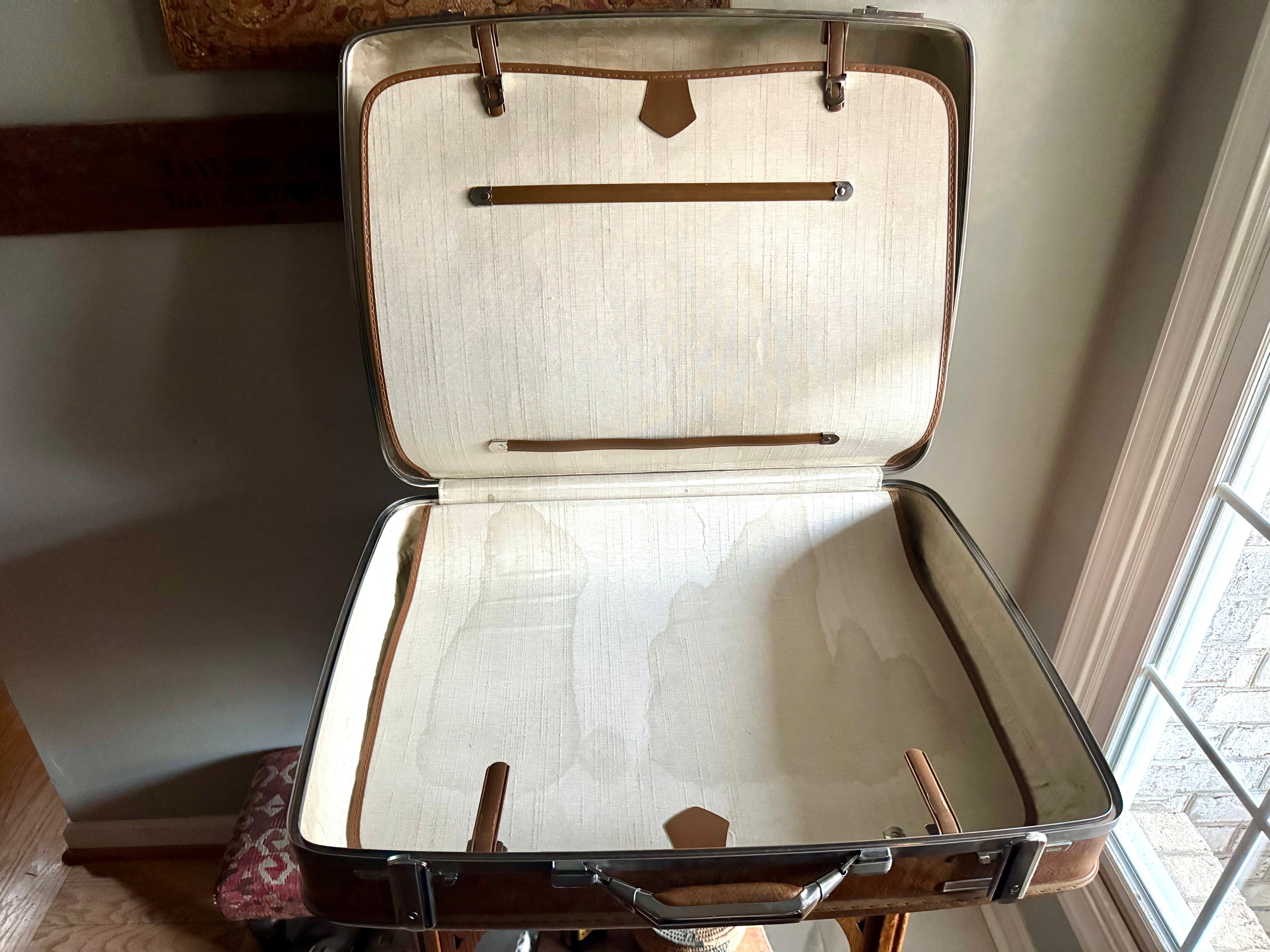 Vtg Pair of Nesting Brown Marble Suitcases | 1970's American Tourister Suitcases