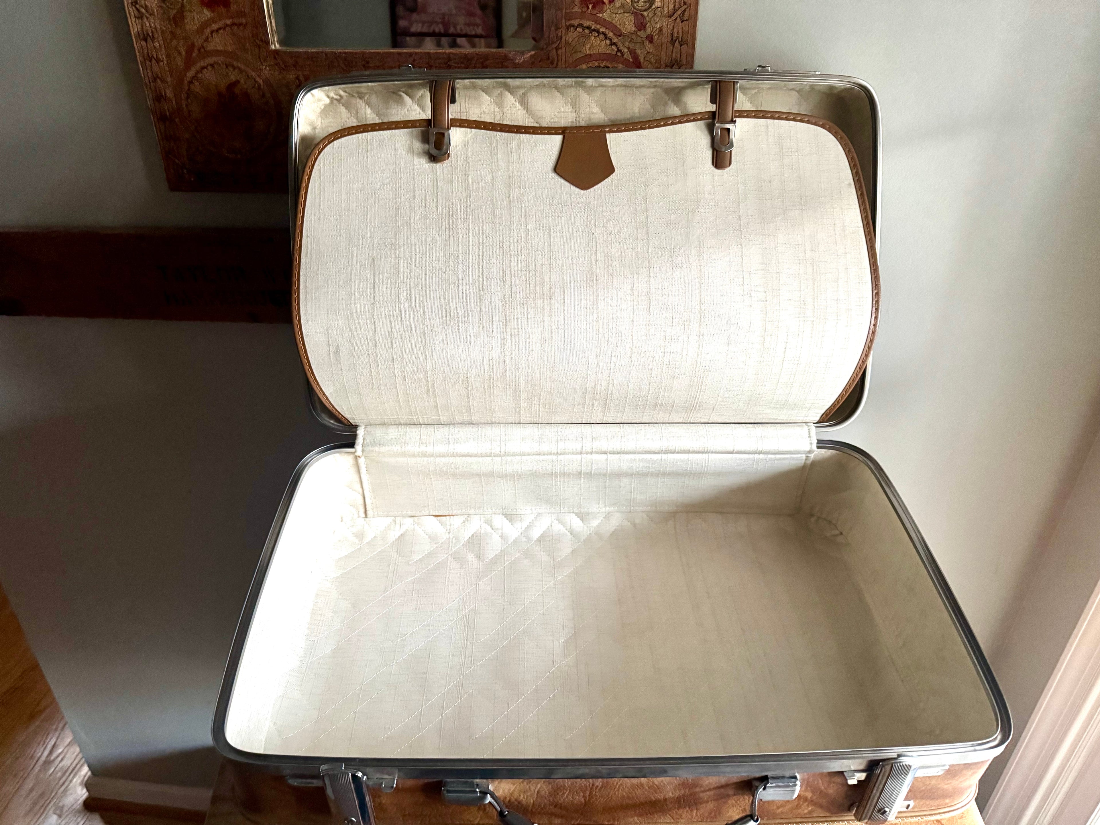 Vtg Pair of Nesting Brown Marble Suitcases | 1970's American Tourister Suitcases