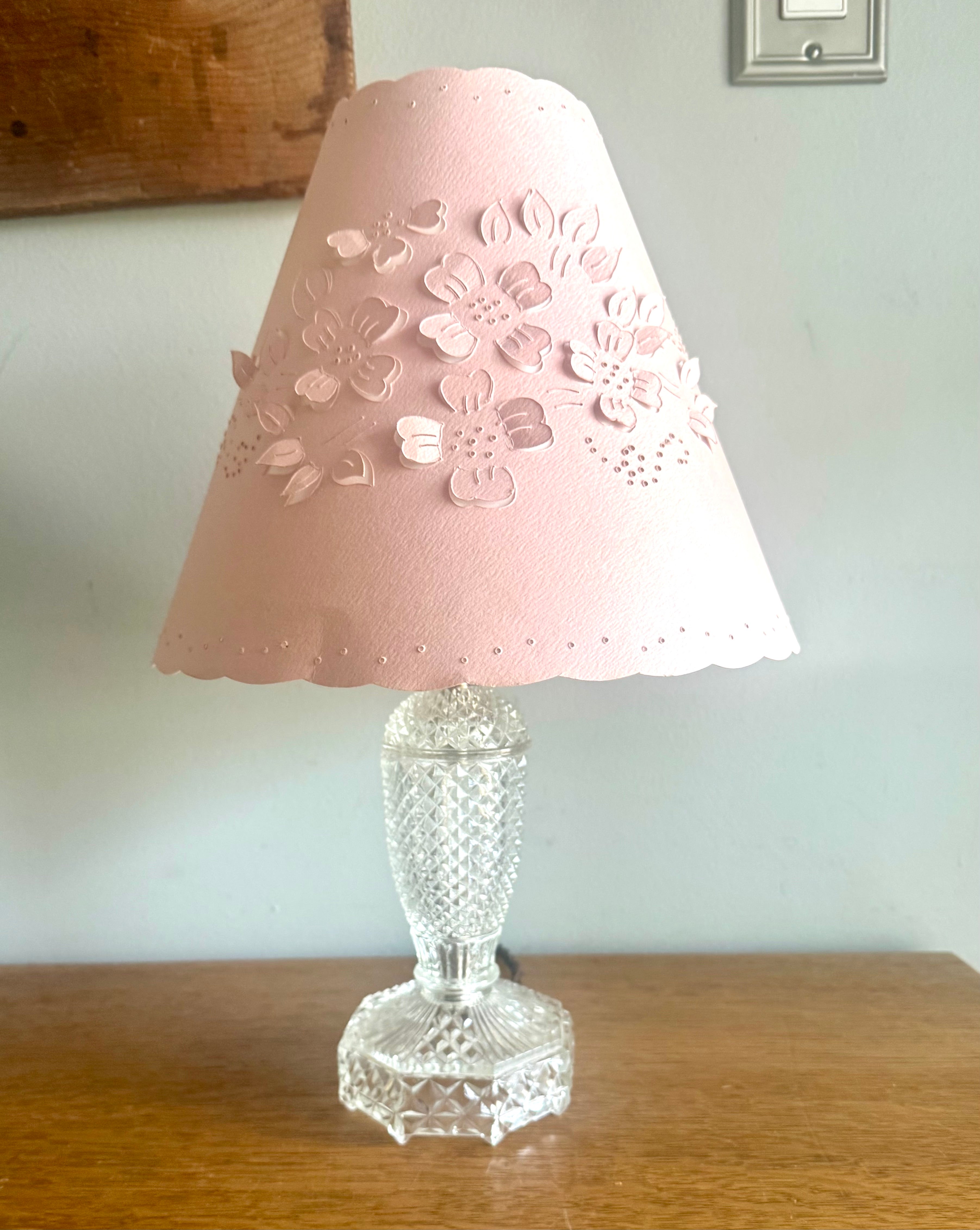 Vtg 1940's Cut Glass Bourdoir Style Lamp | Cut Glass Dresser Lamp (Shade Not included)