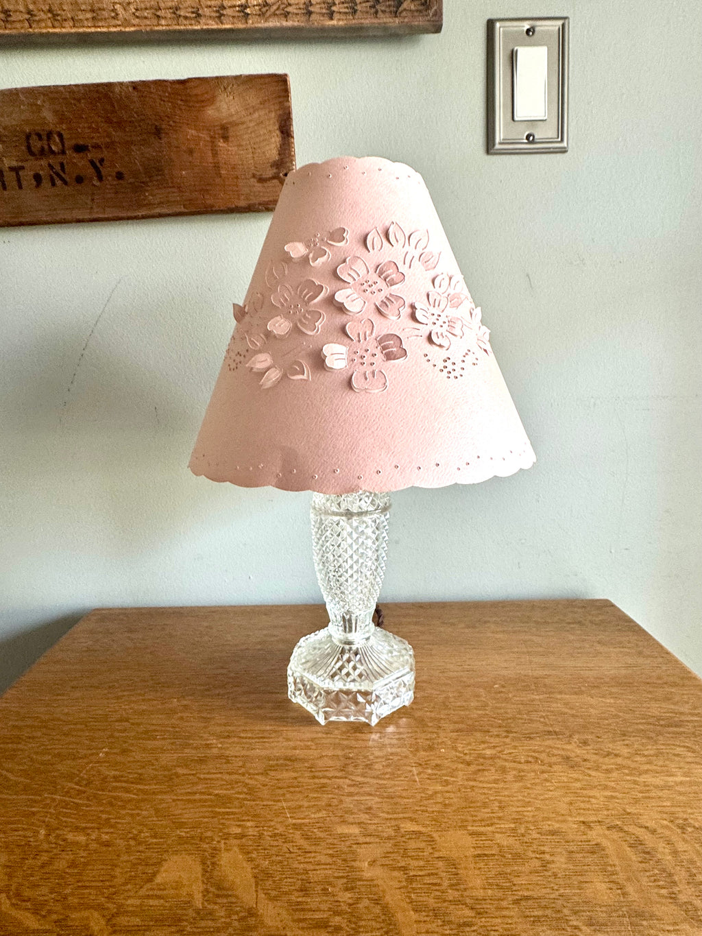 Vtg 1940's Cut Glass Bourdoir Style Lamp | Cut Glass Dresser Lamp (Shade Not included)