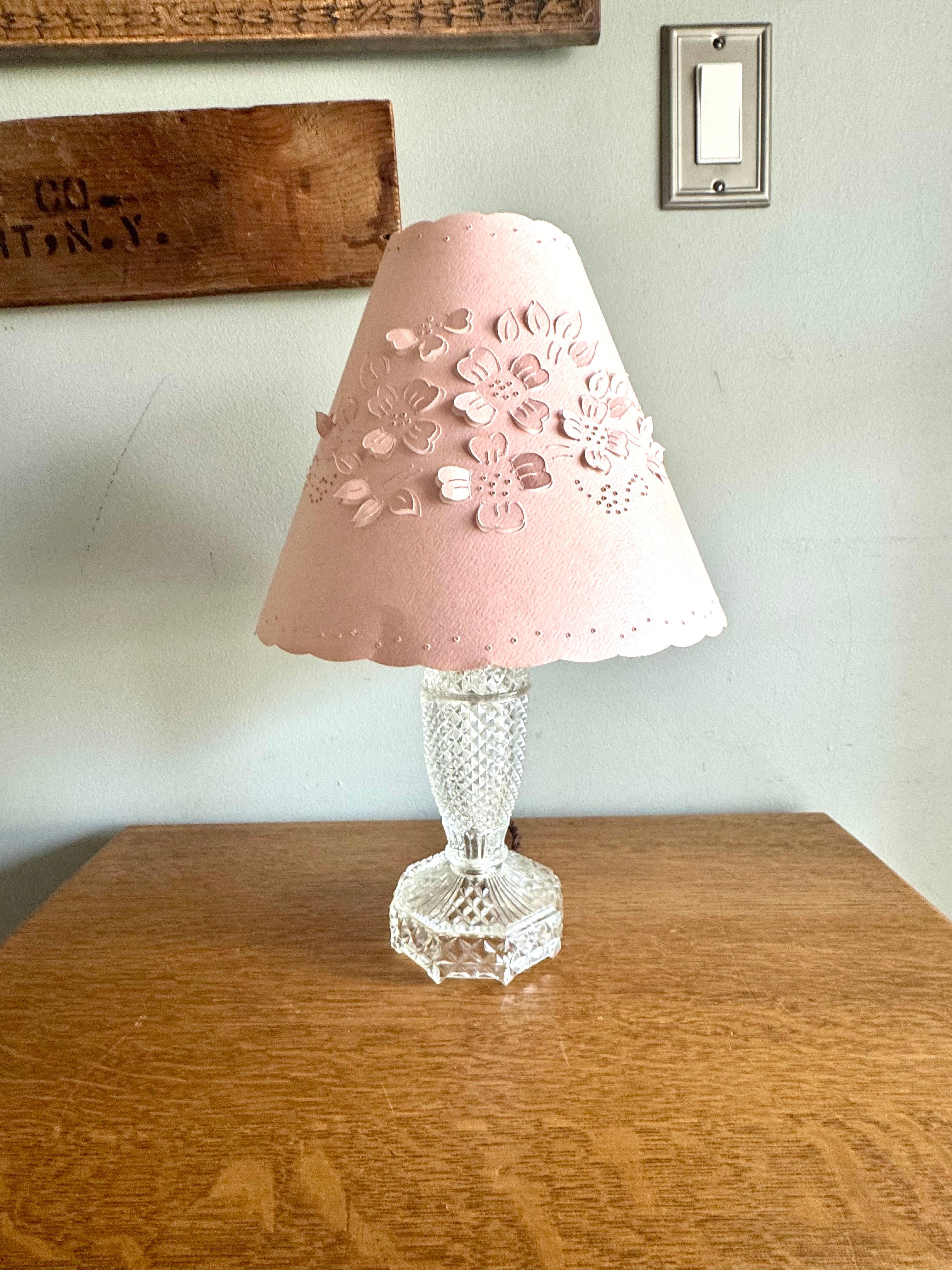 Vtg 1940's Cut Glass Bourdoir Style Lamp | Cut Glass Dresser Lamp (Shade Not included)