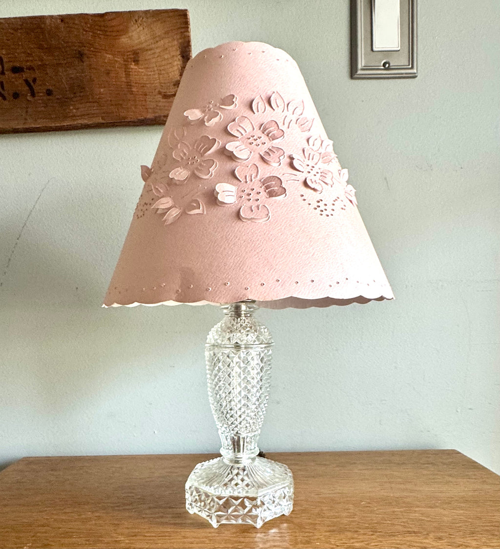 Vtg 1940's Cut Glass Bourdoir Style Lamp | Cut Glass Dresser Lamp (Shade Not included)