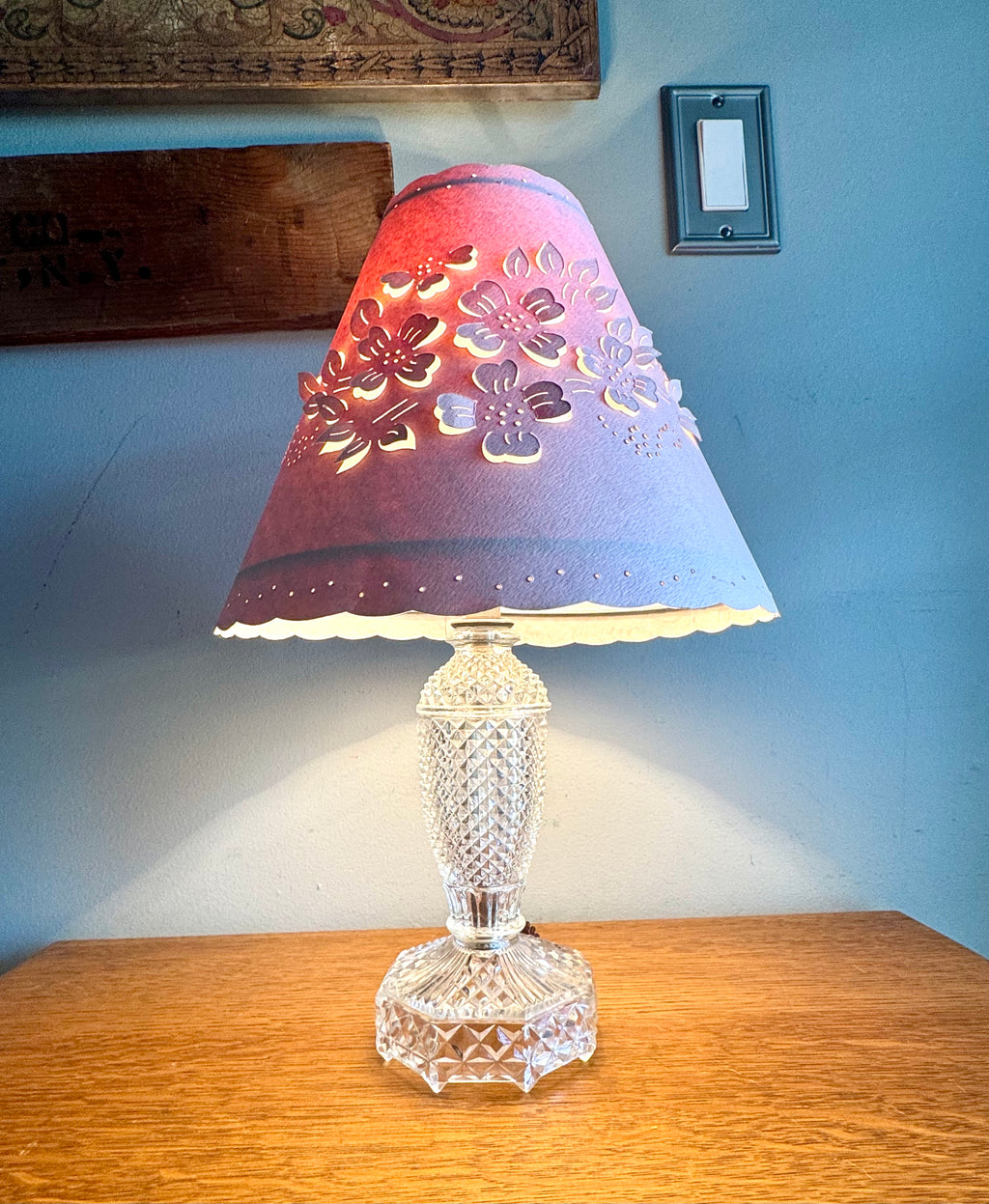 Vtg 1940's Cut Glass Bourdoir Style Lamp | Cut Glass Dresser Lamp (Shade Not included)