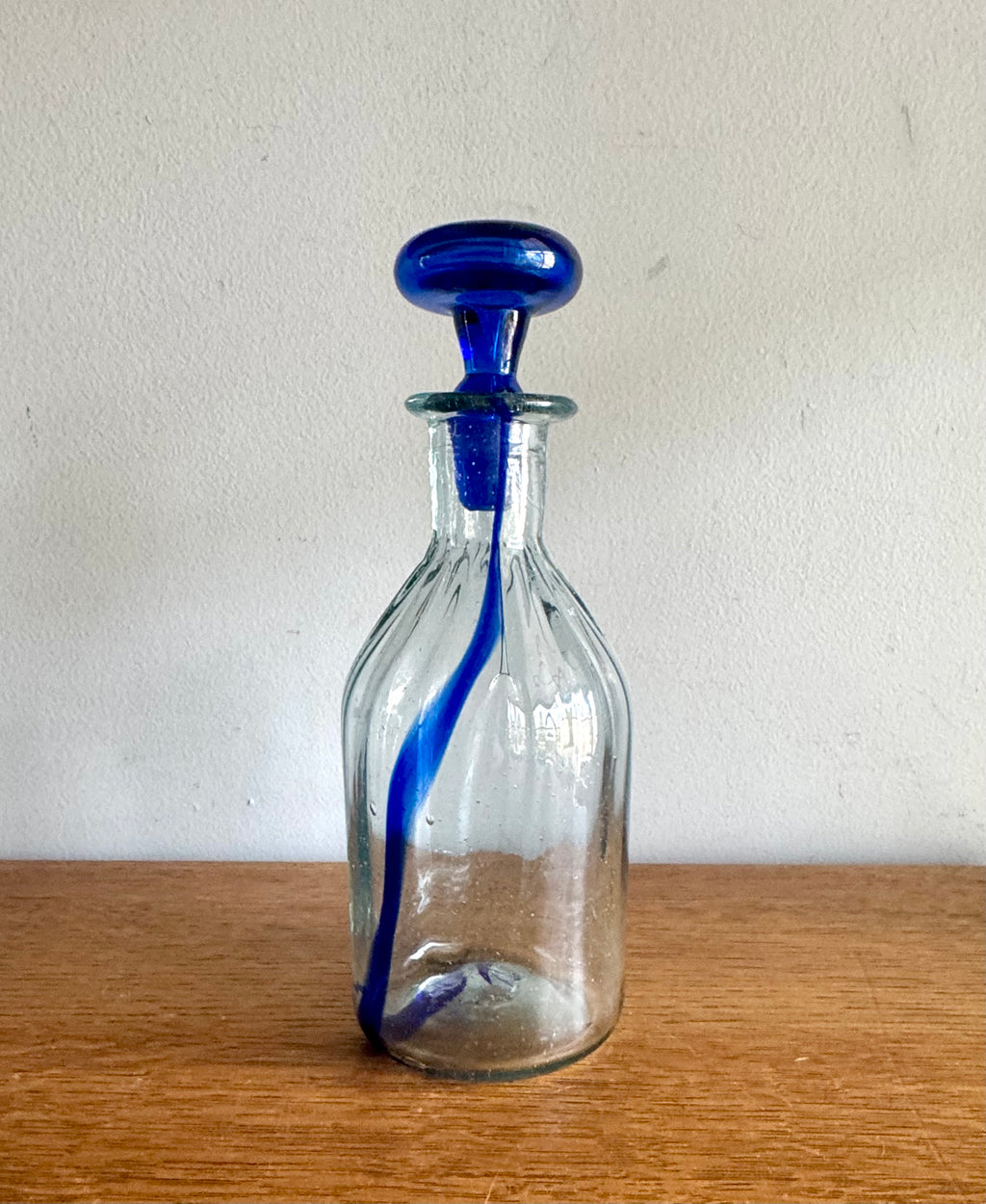Vtg Handblown Glass Decanter with Stopper | Cobalt Blue Blenko Style Decanter