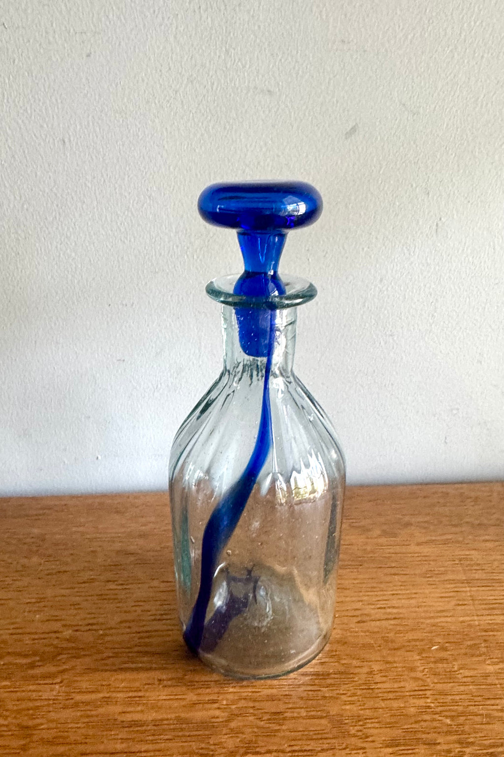 Vtg Handblown Glass Decanter with Stopper | Cobalt Blue Blenko Style Decanter