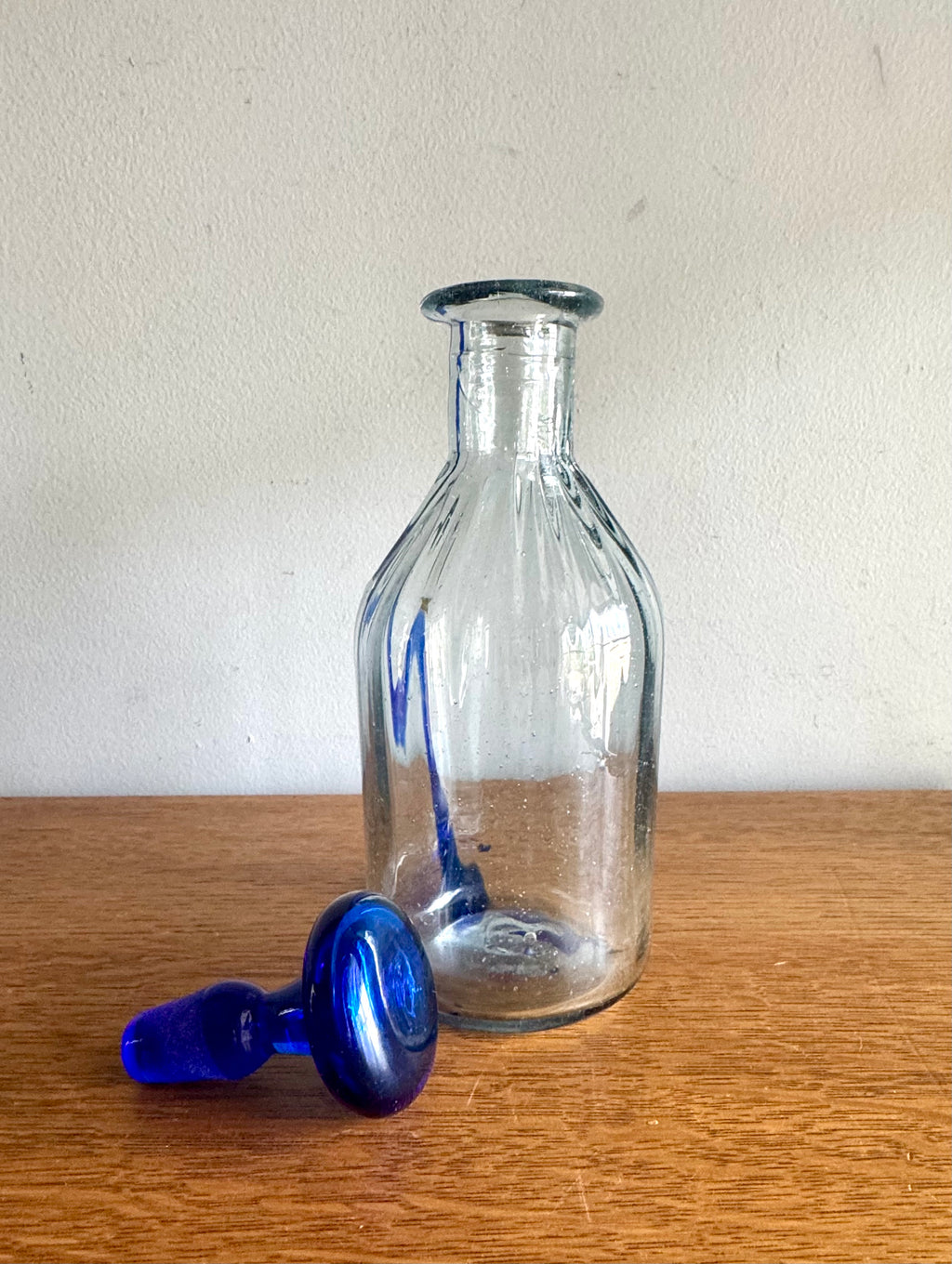 Vtg Handblown Glass Decanter with Stopper | Cobalt Blue Blenko Style Decanter
