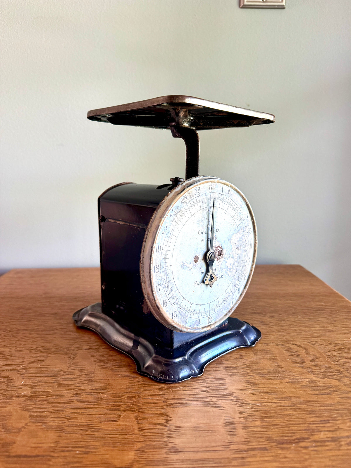 Antique Distressed Columbia 24 Lb Family Scale ~ Rustic Countertop Kitchen Scale