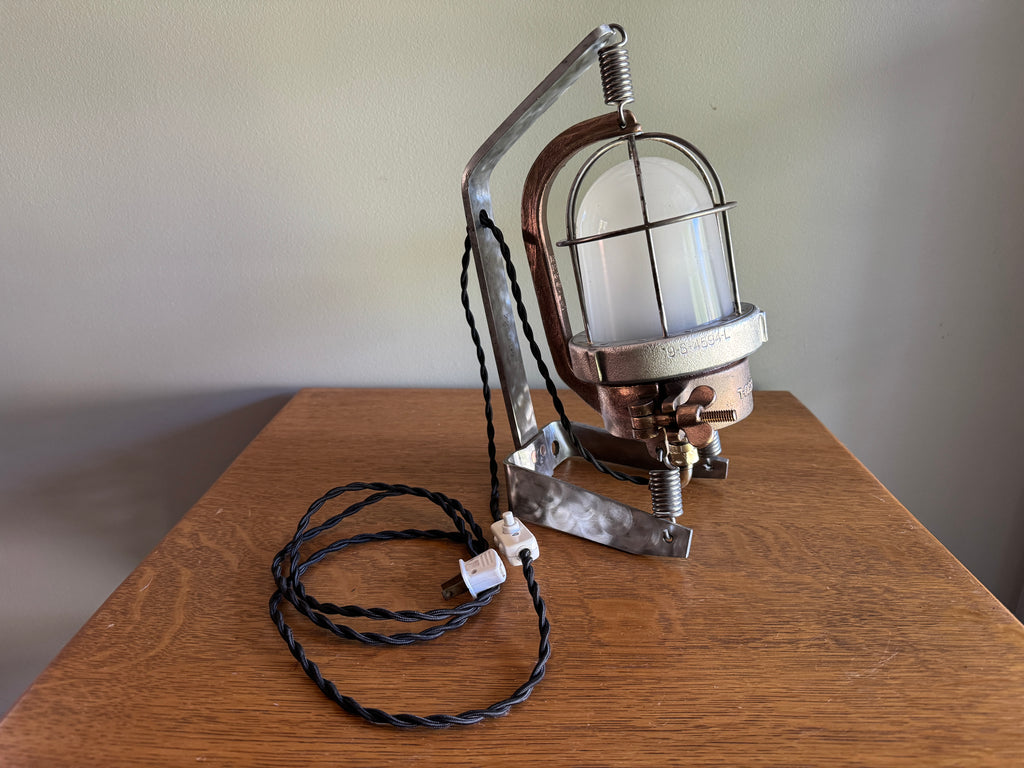 Vtg Industrial Shock Proof Lamp ~ Industrial Nautical Rewired Lamp