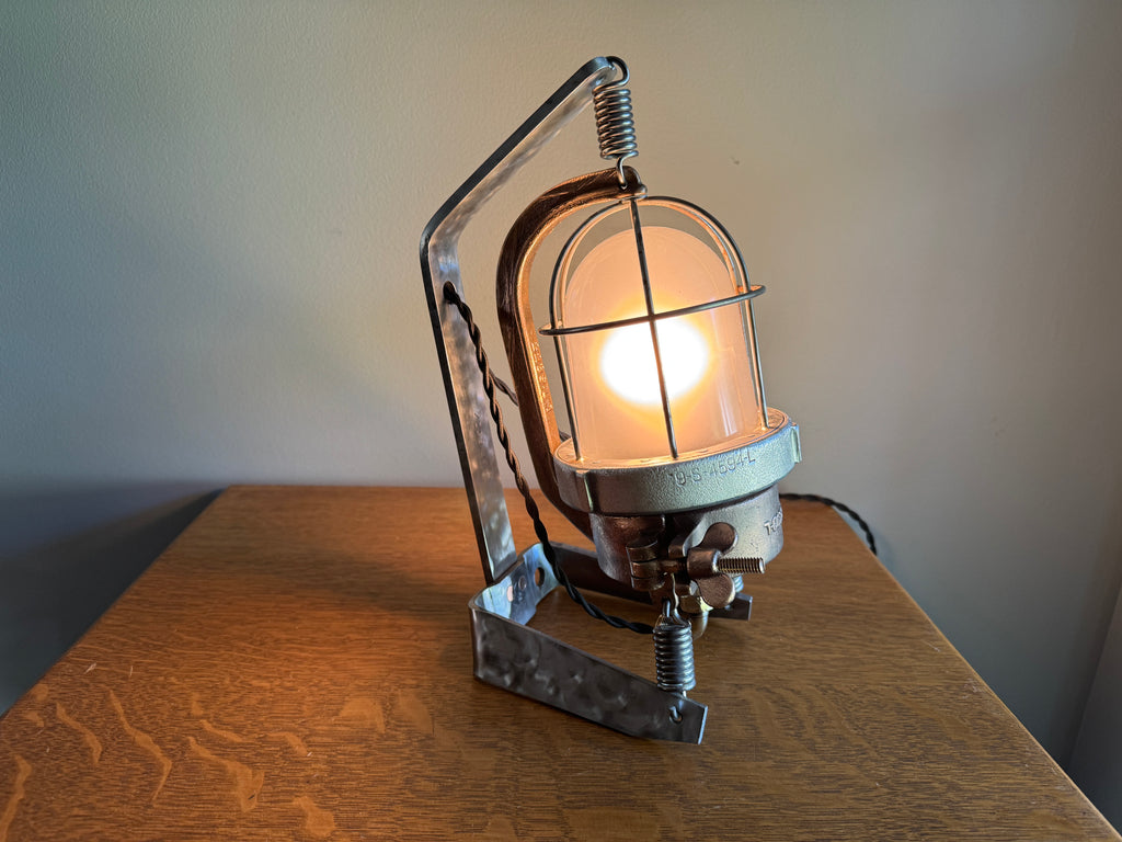 Vtg Industrial Shock Proof Lamp ~ Industrial Nautical Rewired Lamp