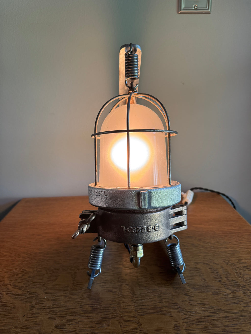 Vtg Industrial Shock Proof Lamp ~ Industrial Nautical Rewired Lamp