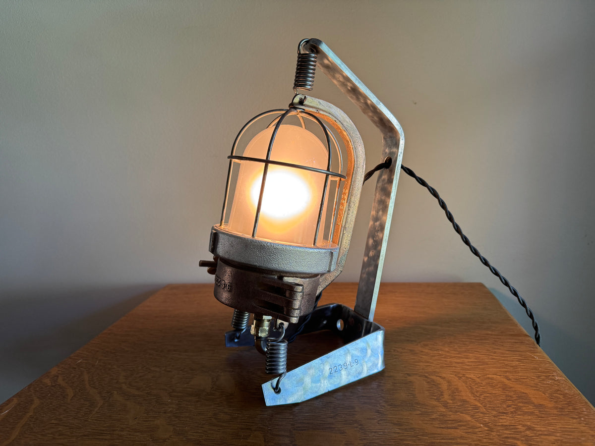 Vtg Industrial Shock Proof Lamp ~ Industrial Nautical Rewired Lamp