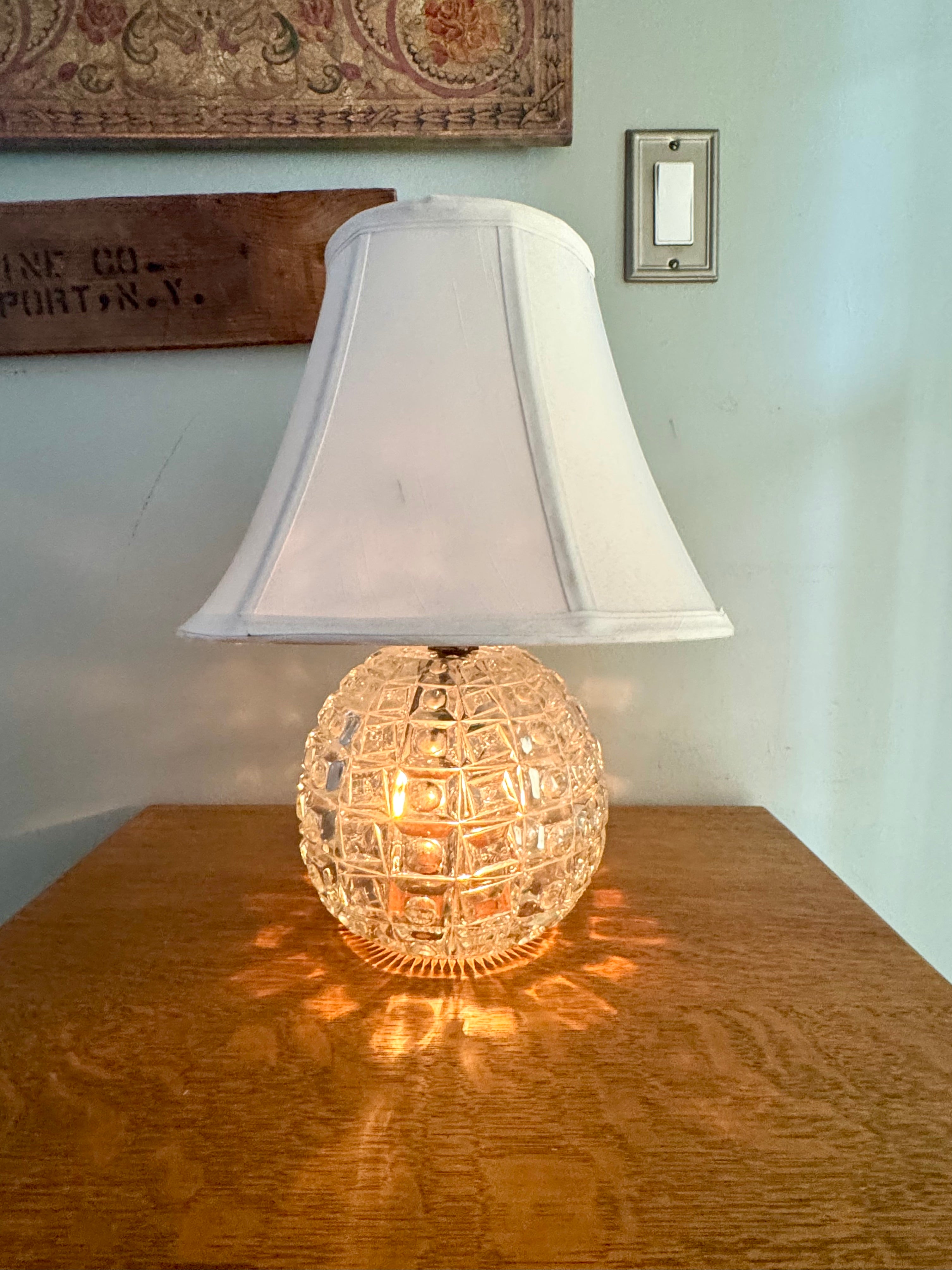 1950's Cut Crystal Lamp | Three Way Crystal Lamp