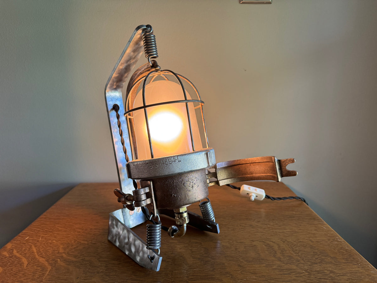 Vtg Industrial Shock Proof Lamp ~ Industrial Nautical Rewired Lamp
