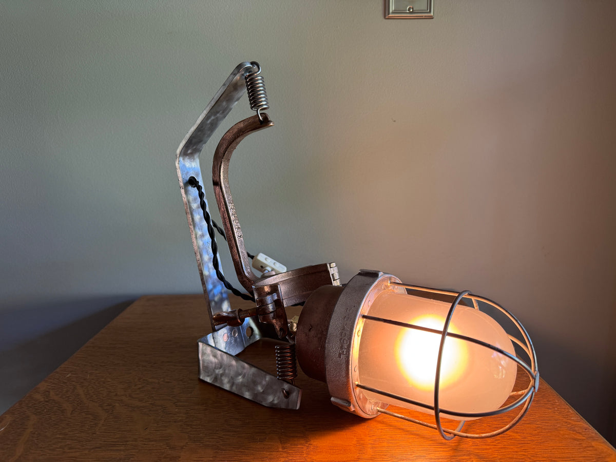 Vtg Industrial Shock Proof Lamp ~ Industrial Nautical Rewired Lamp