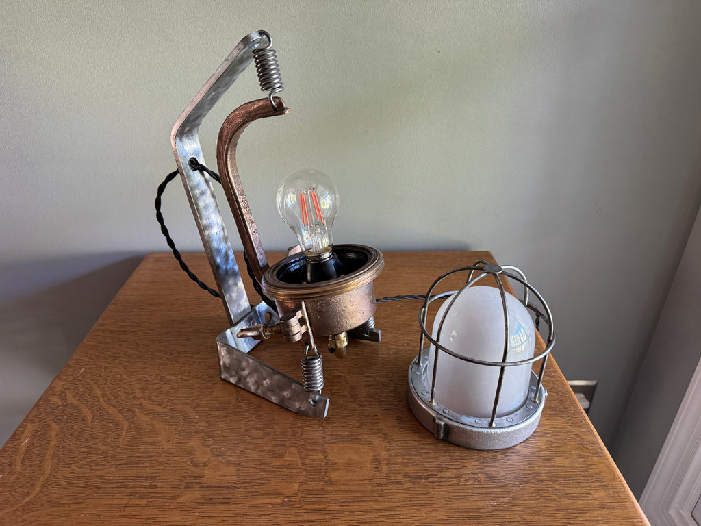 Vtg Industrial Shock Proof Lamp ~ Industrial Nautical Rewired Lamp