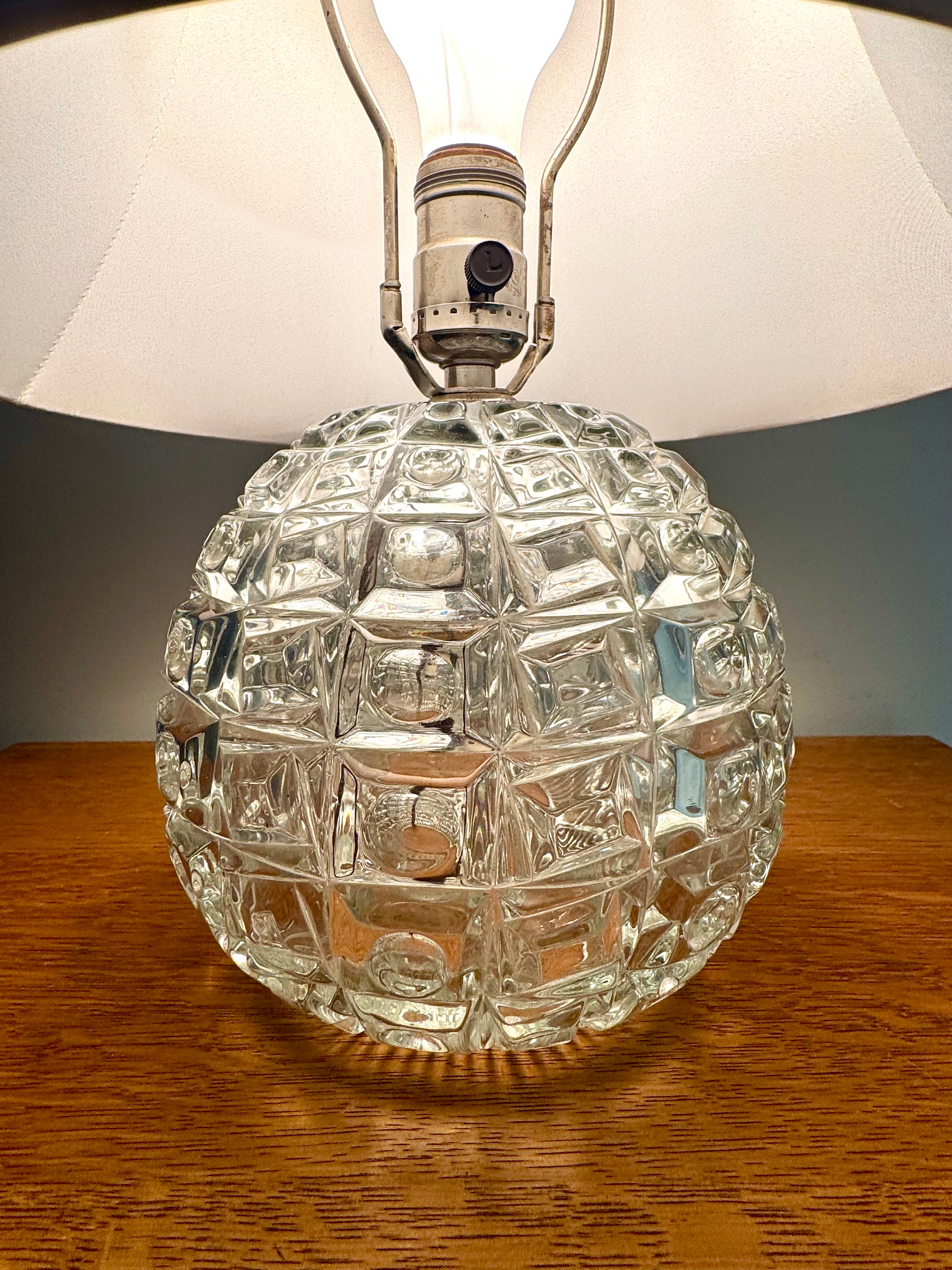 1950's Cut Crystal Lamp | Three Way Crystal Lamp