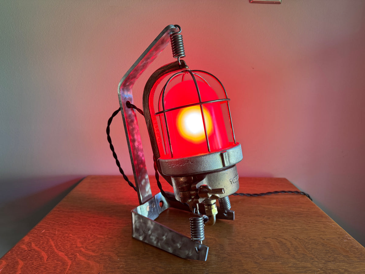 Vtg Industrial Shock Proof Lamp ~ Industrial Nautical Rewired Lamp