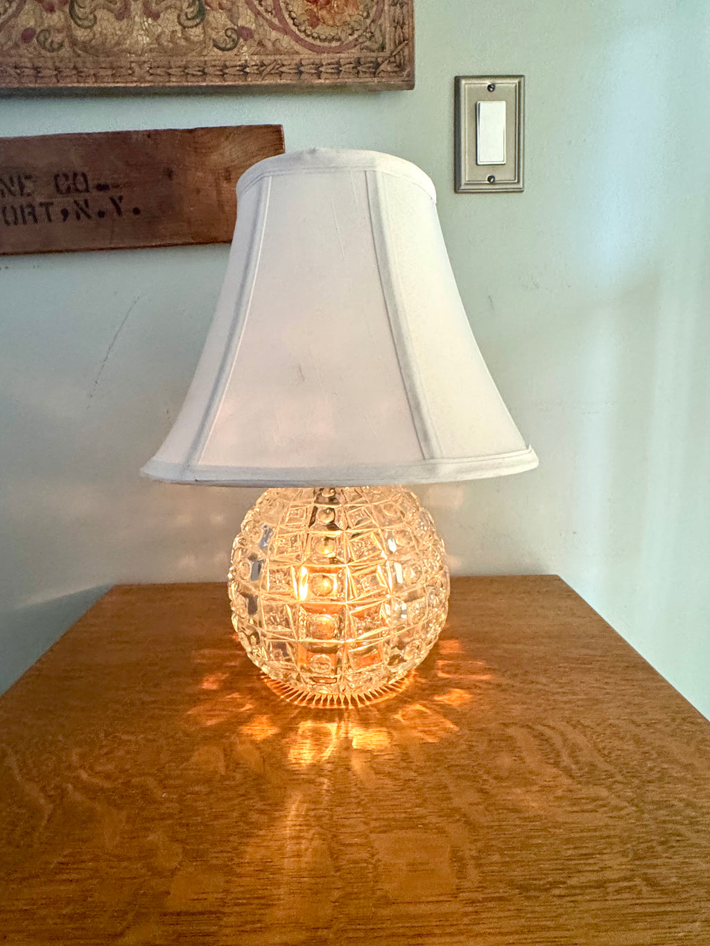 1950's Cut Crystal Lamp | Three Way Crystal Lamp