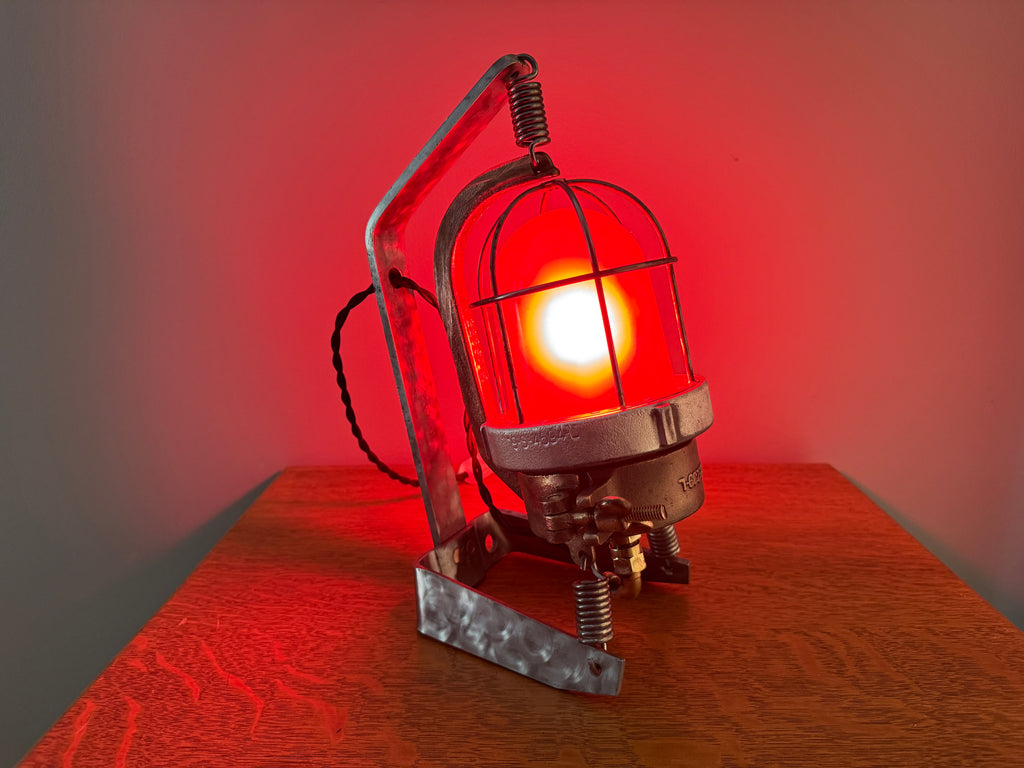 Vtg Industrial Shock Proof Lamp ~ Industrial Nautical Rewired Lamp