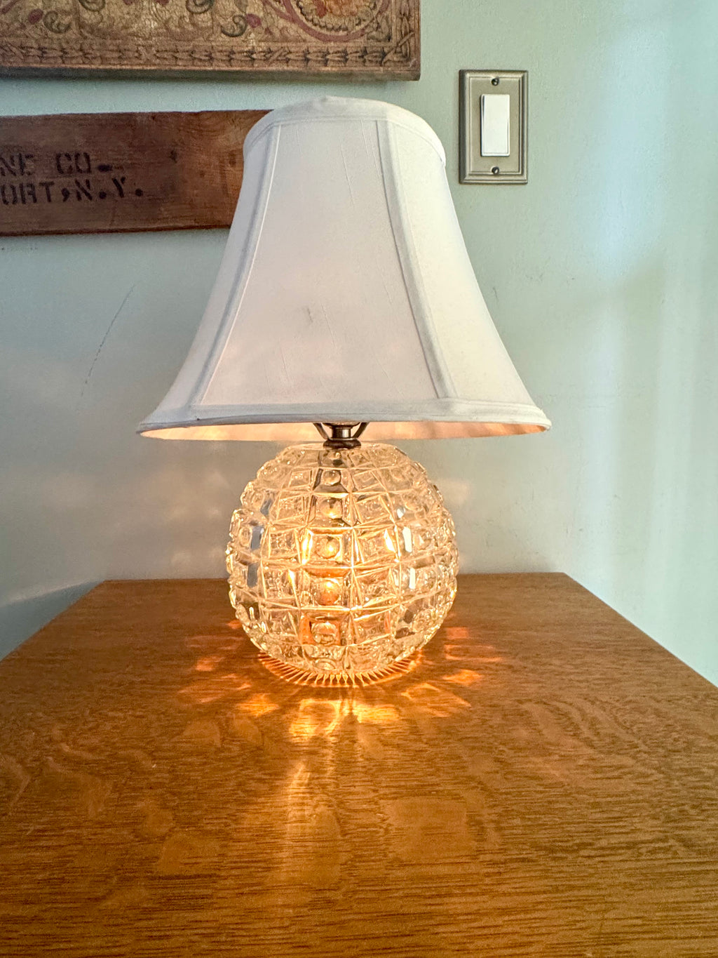 1950's Cut Crystal Lamp | Three Way Crystal Lamp