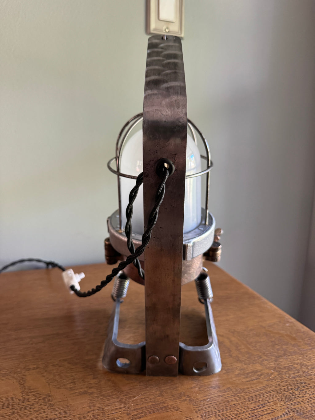 Vtg Industrial Shock Proof Lamp ~ Industrial Nautical Rewired Lamp