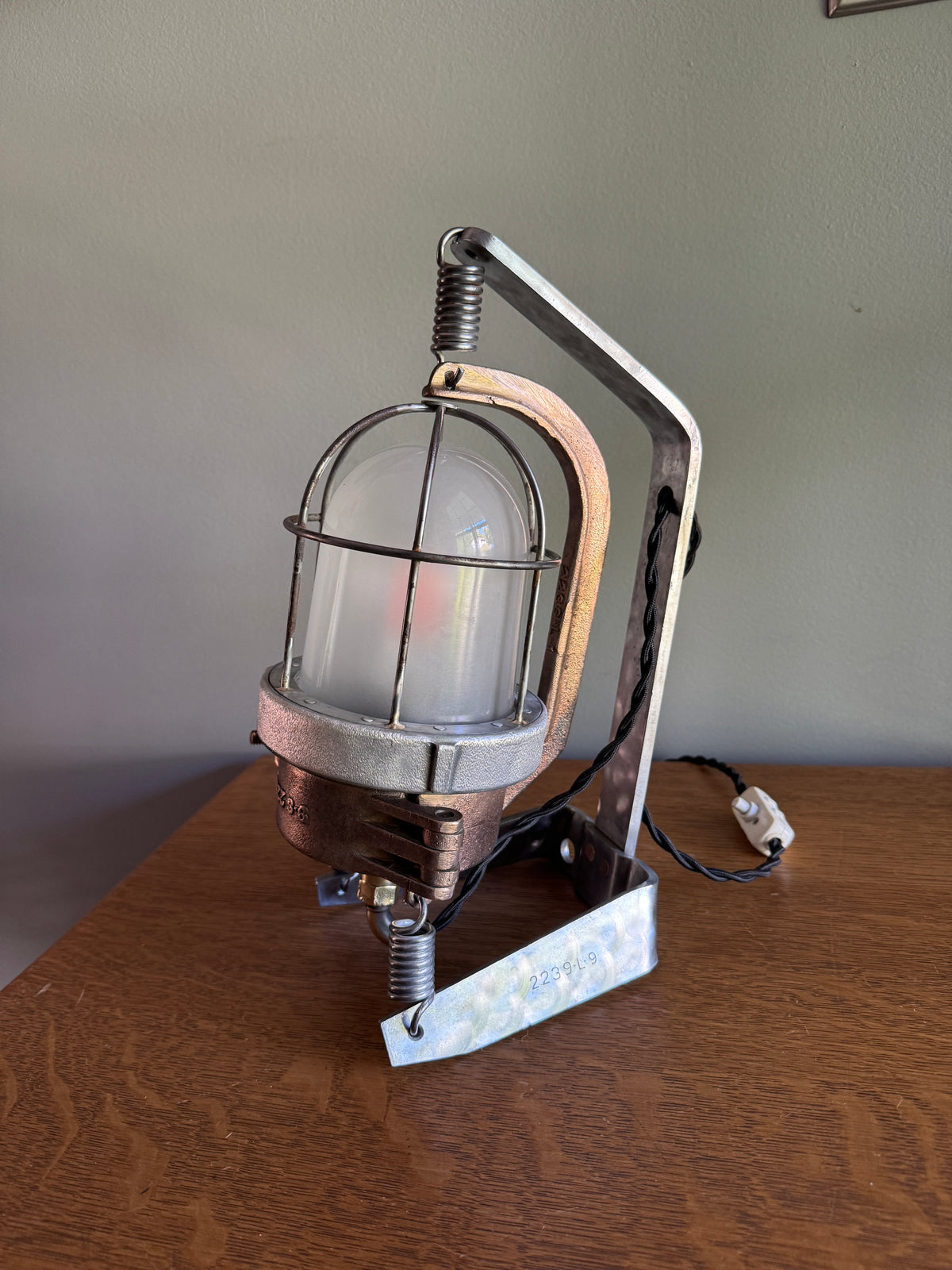 Vtg Industrial Shock Proof Lamp ~ Industrial Nautical Rewired Lamp