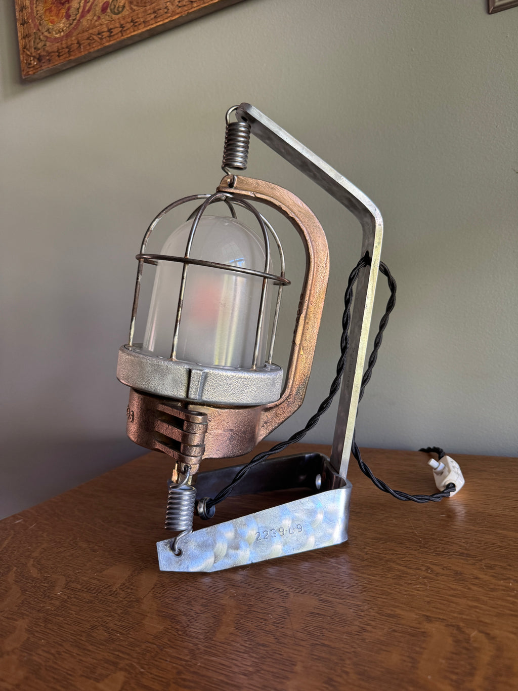 Vtg Industrial Shock Proof Lamp ~ Industrial Nautical Rewired Lamp