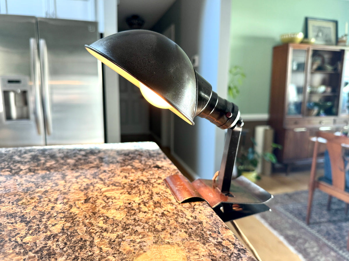 Vtg Industrial Farberware Adjusto-lite Clamp Lamp ~ Industrial Clamp Task Light