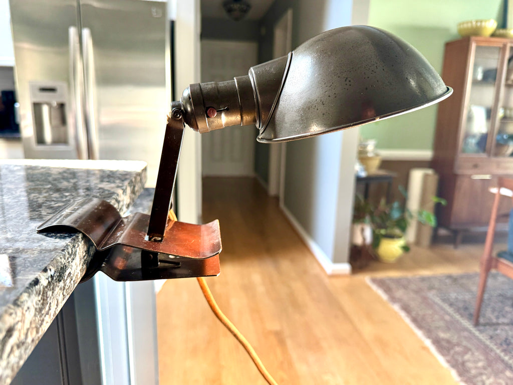 Vtg Industrial Farberware Adjusto-lite Clamp Lamp ~ Industrial Clamp Task Light
