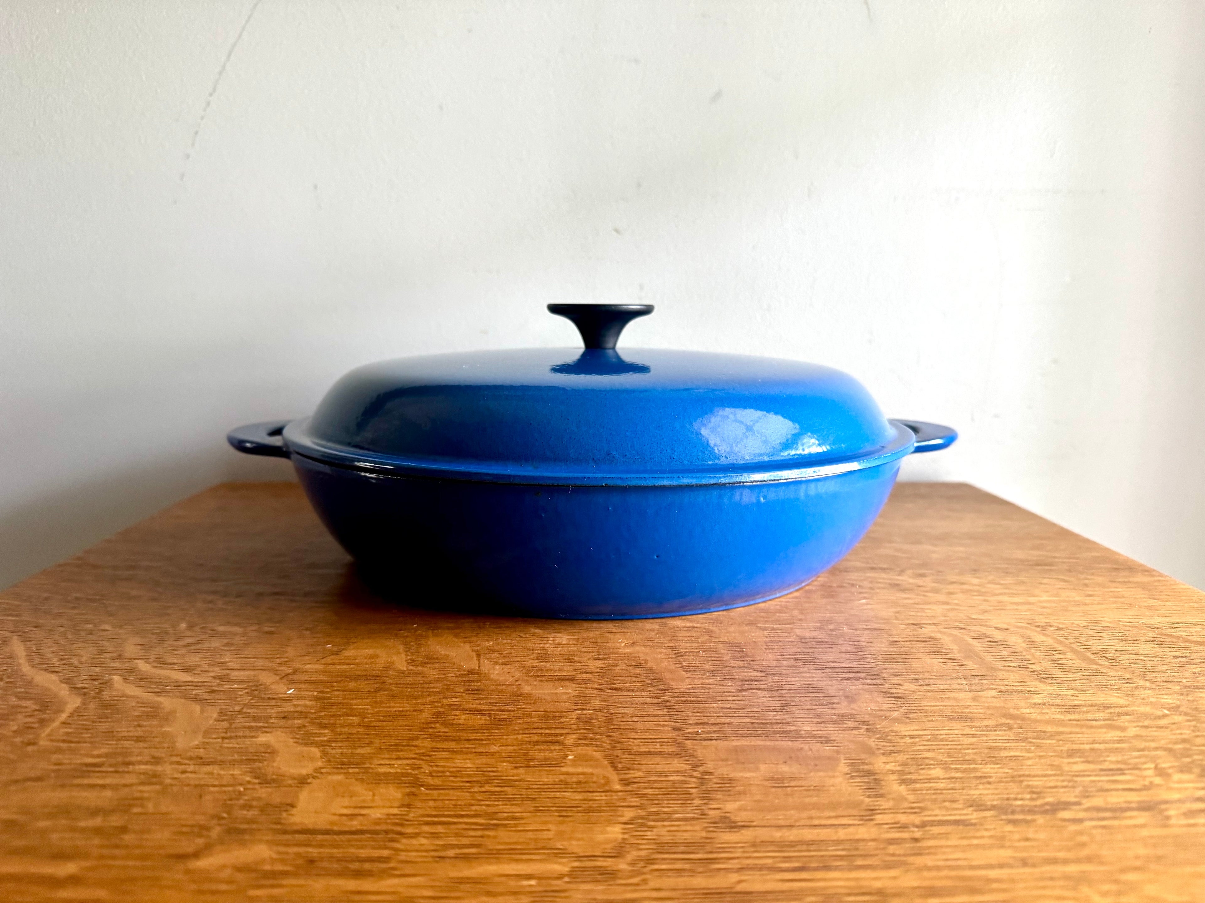 Vtg Blue Le Creuset #30 Sautee/Sauce Pan With Lid | French Cast Iron 3.5 Qt. Braiser Pan