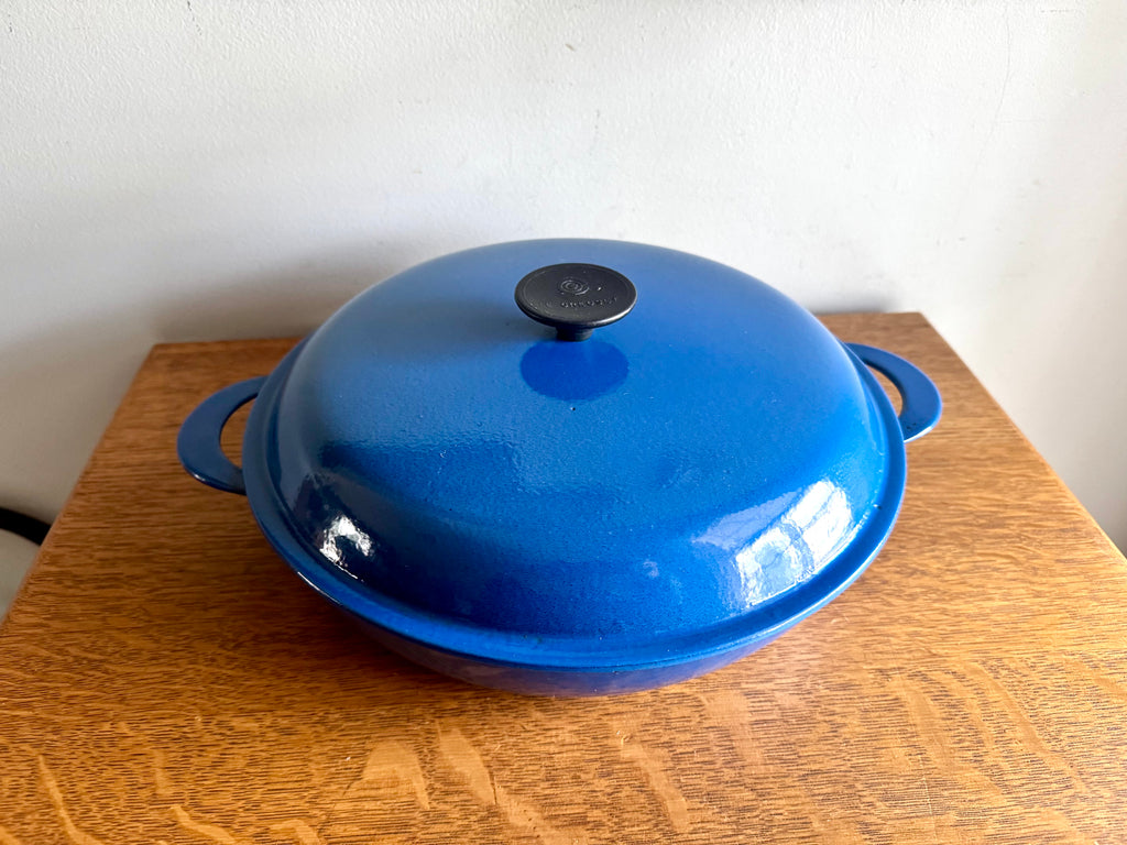Vtg Blue Le Creuset #30 Sautee/Sauce Pan With Lid | French Cast Iron 3.5 Qt. Braiser Pan