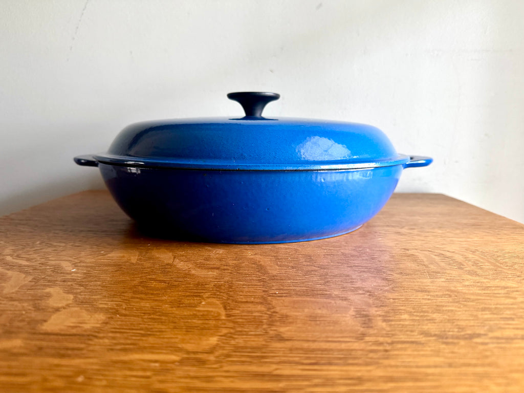 Vtg Blue Le Creuset #30 Sautee/Sauce Pan With Lid | French Cast Iron 3.5 Qt. Braiser Pan