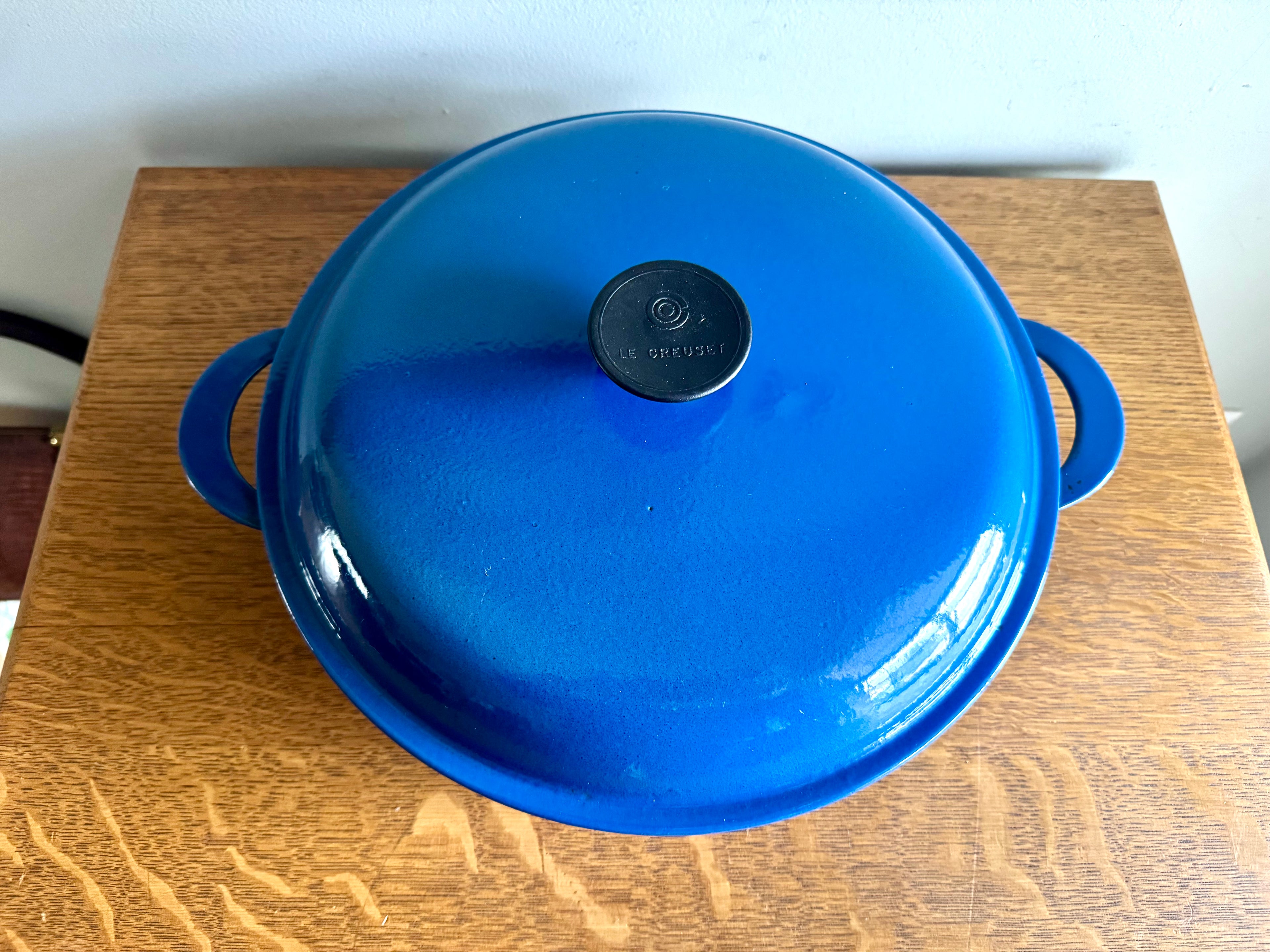 Vtg Blue Le Creuset #30 Sautee/Sauce Pan With Lid | French Cast Iron 3.5 Qt. Braiser Pan