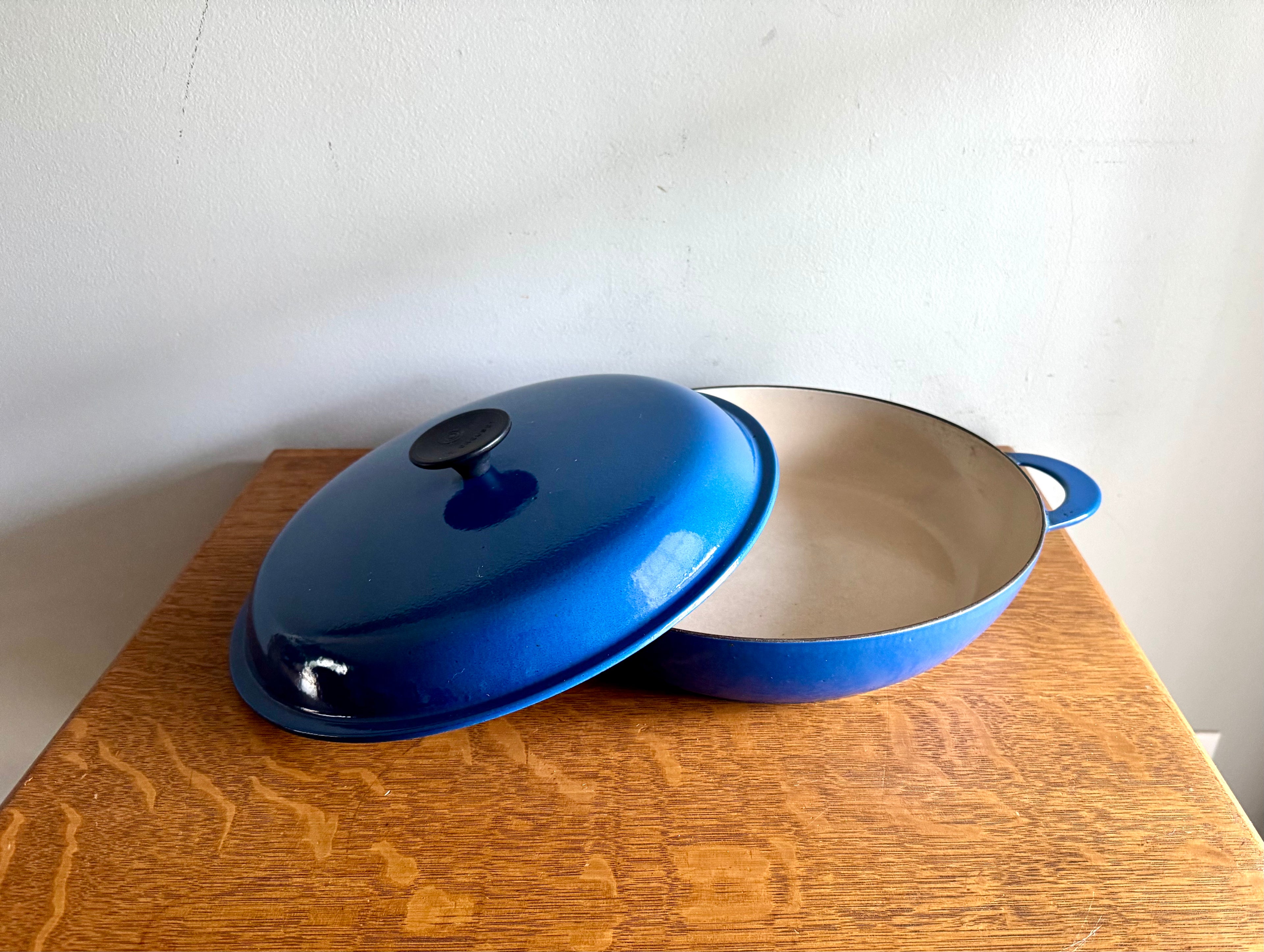 Vtg Blue Le Creuset #30 Sautee/Sauce Pan With Lid | French Cast Iron 3.5 Qt. Braiser Pan