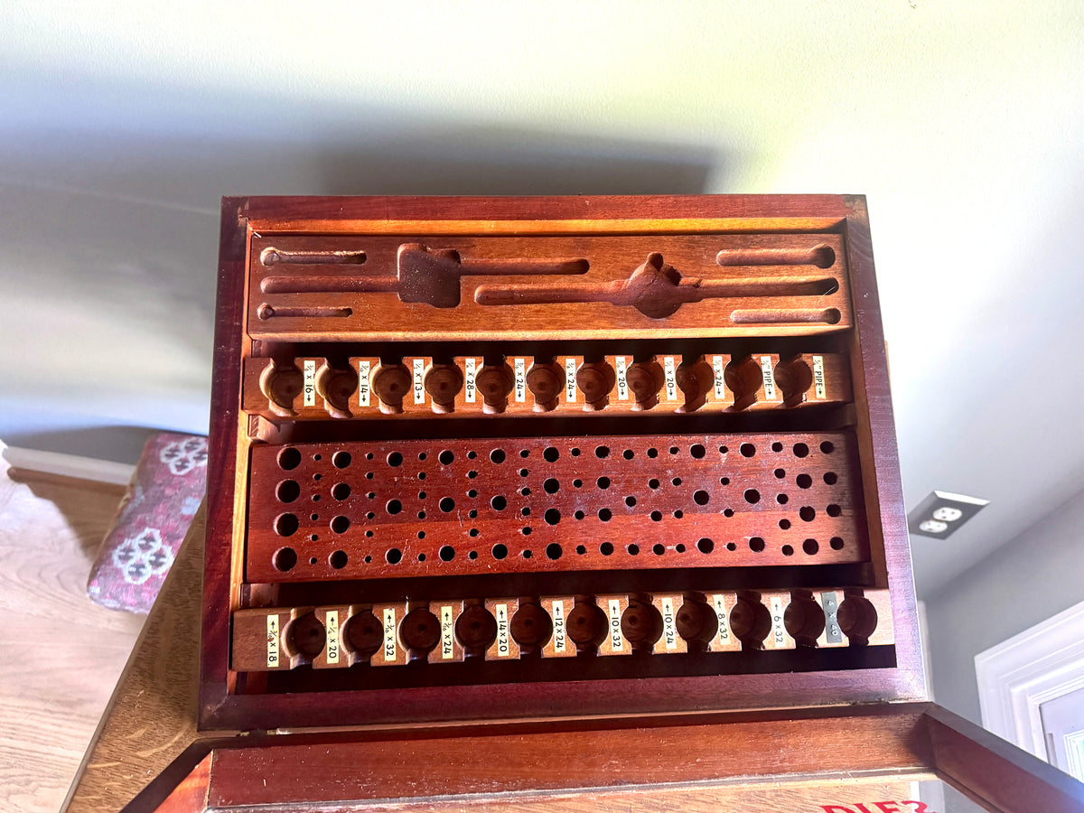 Antique Henry L Hanson Wood Store Display for Taps & Dies ~ Countertop Display Case