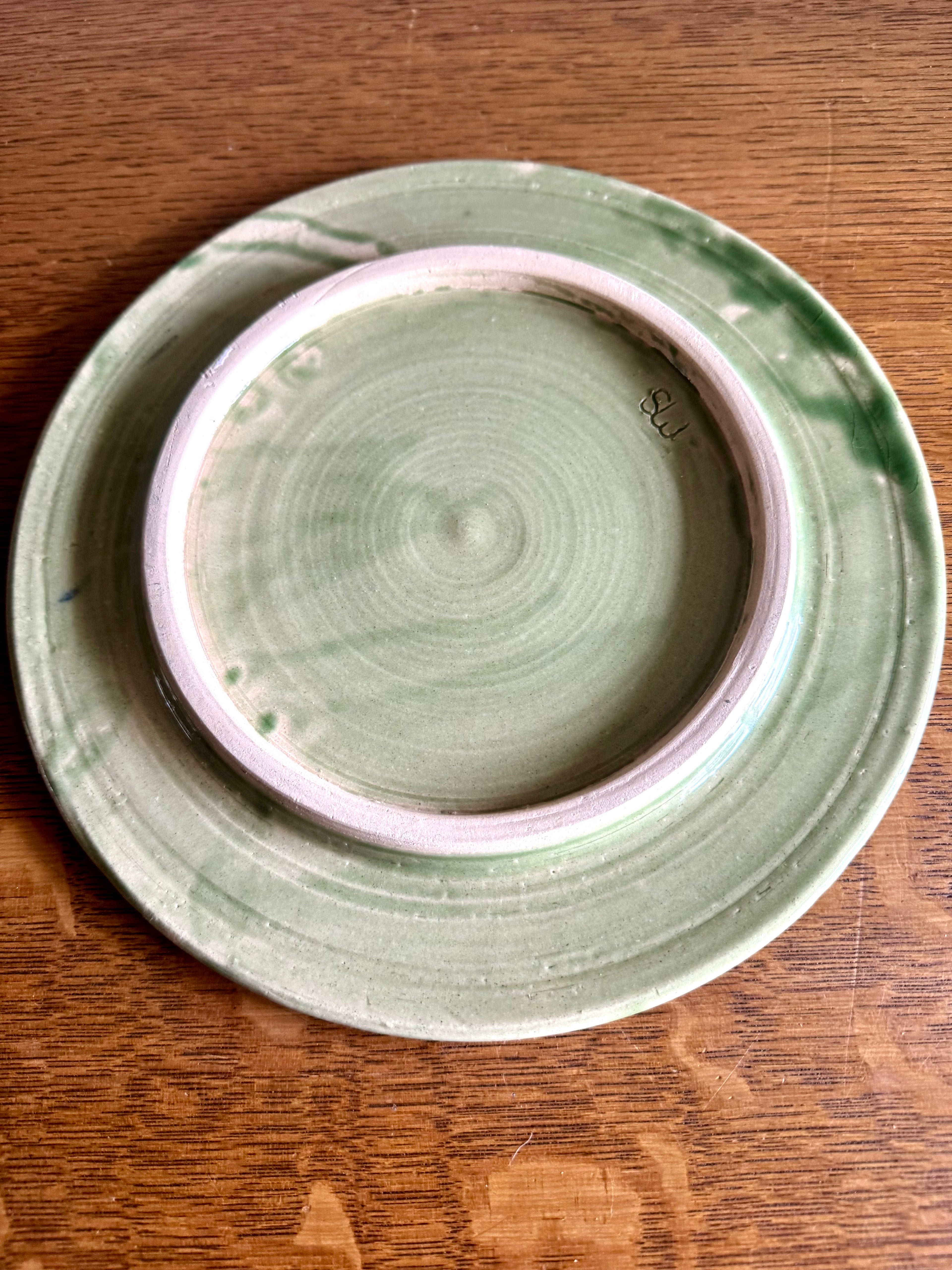 Vtg Studio Art Butterfly Stoneware Trivet | Blue and Green Glazed Butterfly Trivet