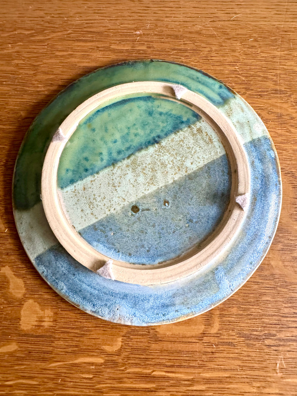 Vtg Studio Art Celtic Tree Of Life Stoneware Trivet | Blue and Green Glazed Celtic Tree Trivet