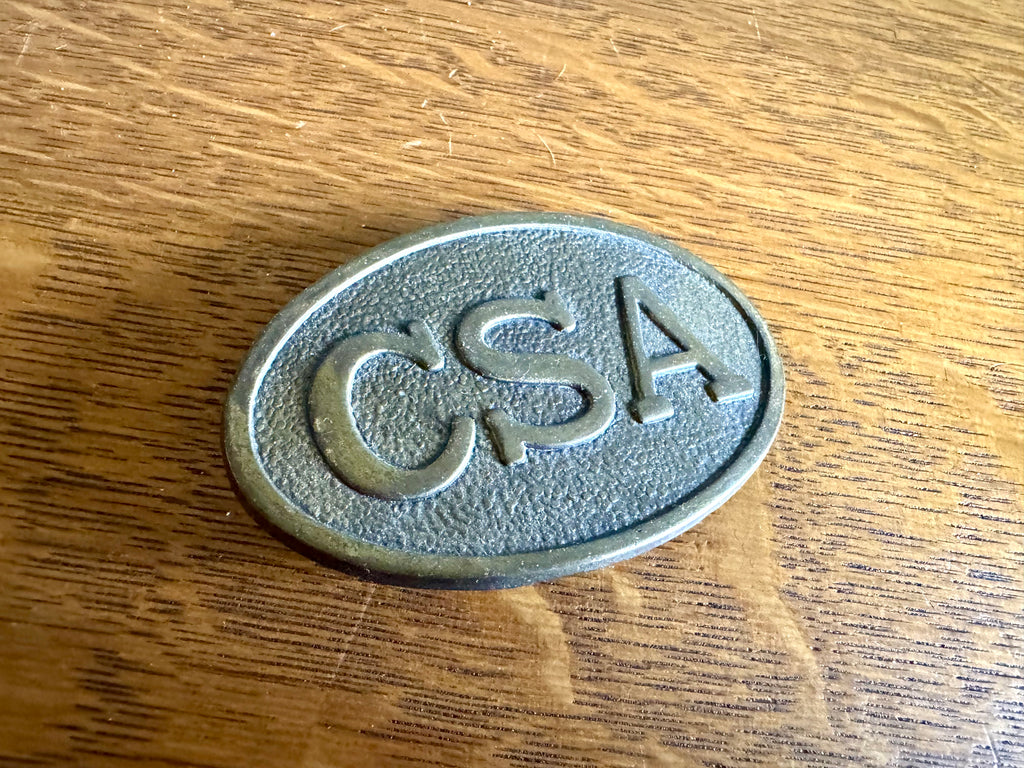 Vtg Confederate States Army Brass REPRODUCTION Belt Buckle | CSA Repro Oval Belt Buckle